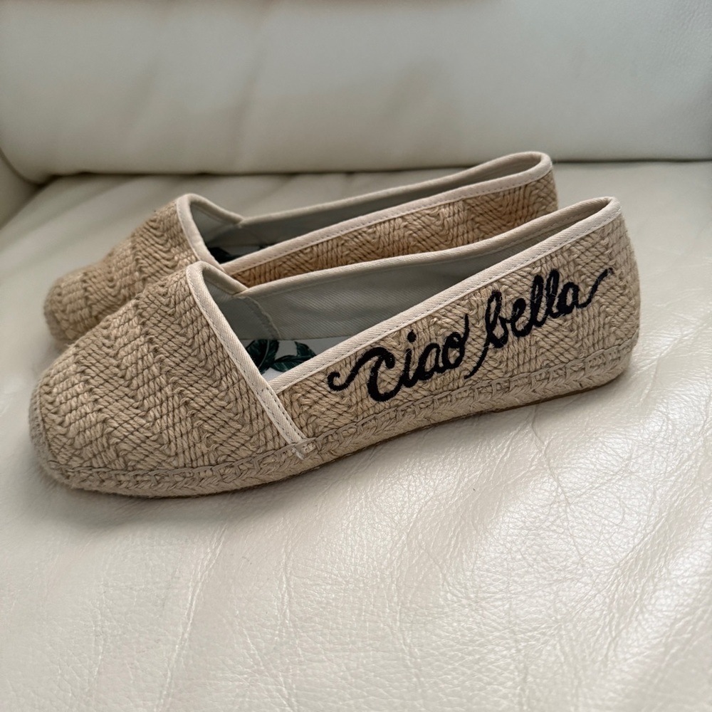 Gianni Bini ‘Ciao Bella’ Beige Espadrilles with Embroidered Detail